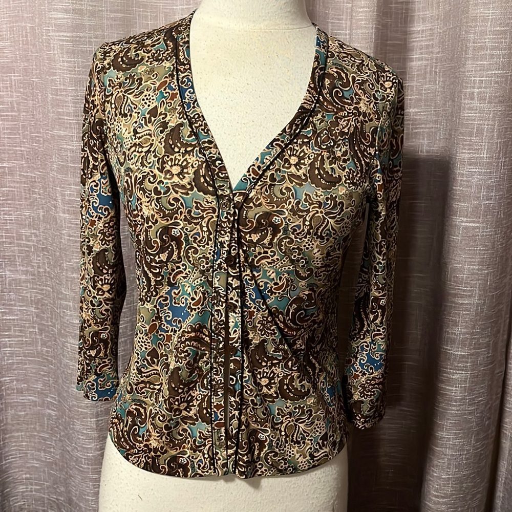 Vintage paisley button blouse